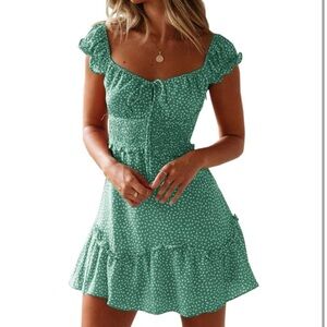 Ruffle Smocked Dress- Green